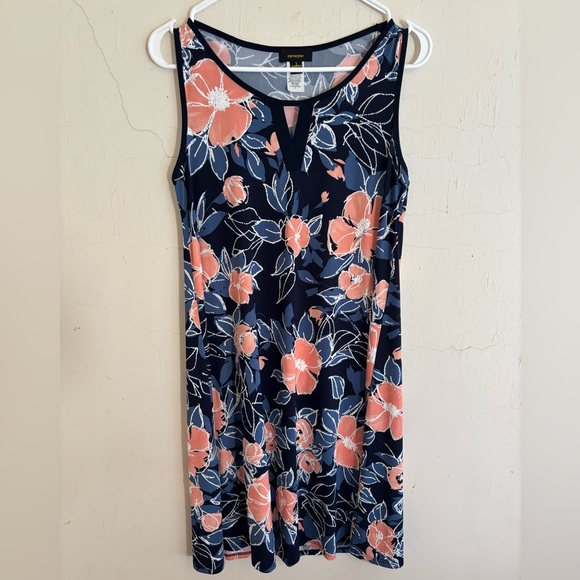 Espresso Dresses & Skirts - Espresso sleeveless blue and orange floral midi dress with small V neck Size S